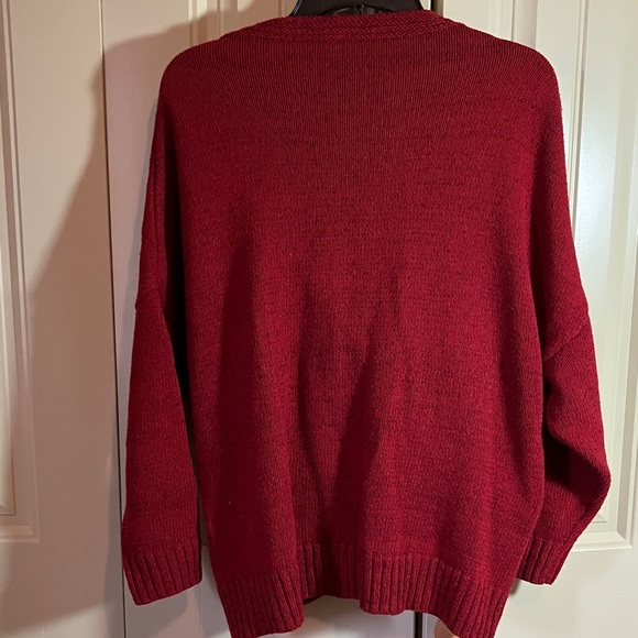 Chic wool blend wrap style Red Sweater for Women - Picture 2 of 7